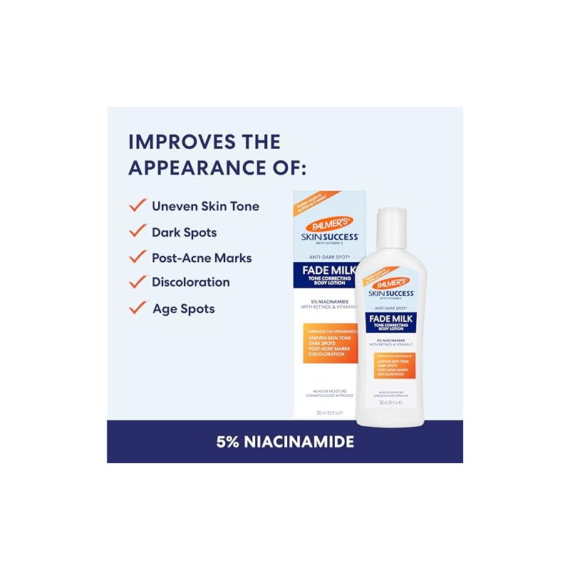 Palmer's Skin Success Fade Milk - Loción Corporal Aclarante, Dermatológicamente