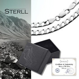 STERLL Men's Solid 925 Sterling Silver Chain, Ideal as a Gift for Husband or Boyfriend, Includes Jewellery Box, Silver