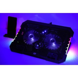 KEROLFFU RGB Gaming Laptop Cooling Pad 17-12Inch 4Fans (Customized RGB Sidelight with Switch,Laptop Fan Speed Adjustable,5 Heights Adjustment with Phone Holder)Fit Apple MacBook Laptop Fan Cooling Pad