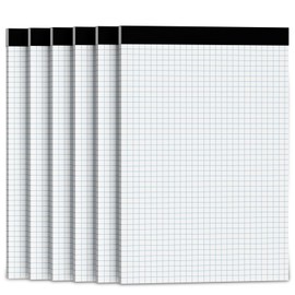 Aidunmis Graph Paper 8.5 x 11, 6 Pack, 4x4 Graph Ruled, Grid Paper 8-1/2 x 11, Blueprint Quadrille Pad 8.5'' x 11'', Easy Tear Off Graph Paper Pad White Grid Notebook, White Draft Paper 25 Sheets/Pad