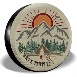 Gwomo I Hate People Spare Tire Cover Weatherproof Wheel Protectors Universal Fit for Trailer Rv SUV Truck Camper Travel Trailer 14"