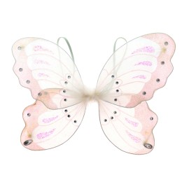 Mozlly White Butterfly Wings Princess Glitter Pixie Fairy Wings For Girls - 14"