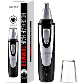 Cortapelos para orejas y nariz – 2021 profesional indoloro para cejas y cabello facial para hombres y mujeres, recortador a pilas con IPX7 impermeable, cuchillas de doble borde para una fácil limpieza, color negro