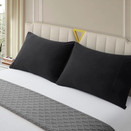 NookZuzu Travel Pillow Cases 14x20 Microfiber Black Pillow Covers Soft Comfortable Not Shrink Toddler Pillow Cases Set of 2 Envelope Style Pillowcases