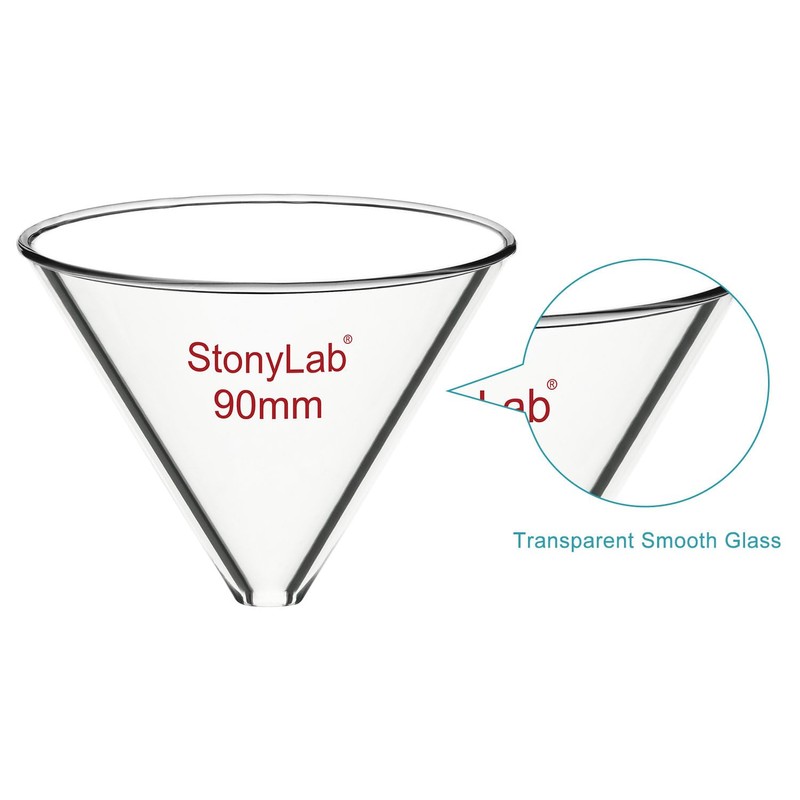 stonylab Glass Funnel, Thickened Borosilicate Glass Stemless Funnel with 90