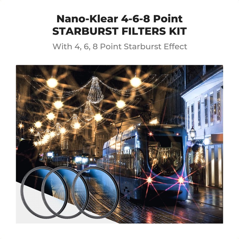 K&F Concept 62mm Star Filter Kit, 4 Points 6 Points