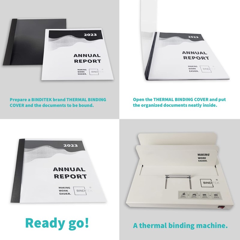 Binditek 10 Pack Thermal Binding Presentation Covers, 1/16 Inch Spine,