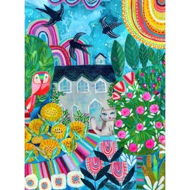 1000 Piece Puzzle for Adults Enigma Eulalia MEJÍA A Cat House View 27X20 blueboard Jigsaw by Playview Brands