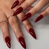 Glossy Wine Red Press on Nails Almond,KXAMELIE Glue on Nails