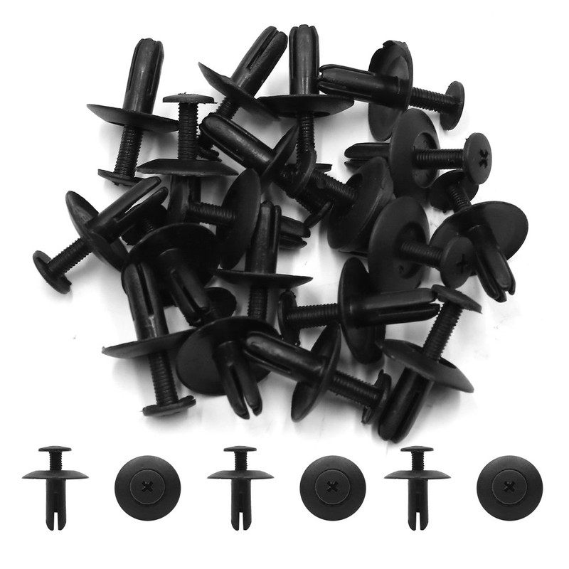 uxcell 20Pcs Black Plastic Rivets Push Pin Fastener Retainer Clips