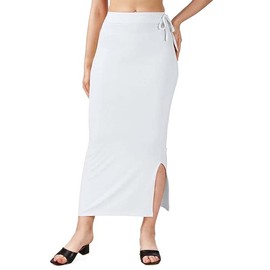 Stylesindia Stretchable Saree Shapewear Petticoat for Women, Cotton Blended,Petticoat,Skirts for Women,Shape Wear Dress, White, One Size