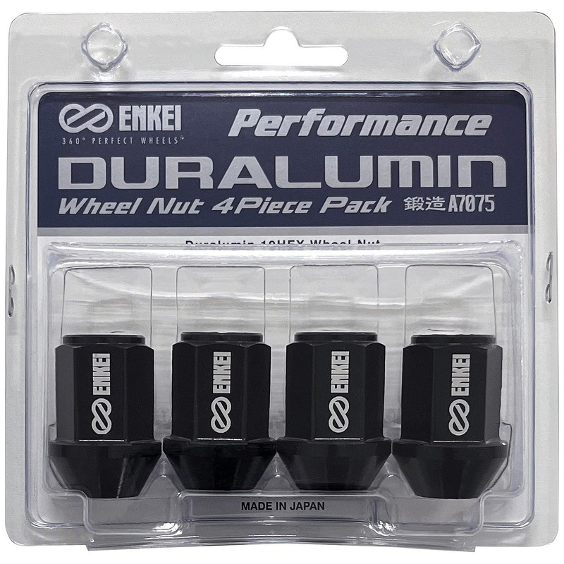 ENKEI EKN1BK-4P Duralumin Wheel Nut, 19HEX M12 x 1.5, Black,