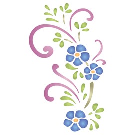 Stencils for Walls: Swirly Flowers Stencil, 6 x 10 inch (L) - Classic Floral Flower Border Stencils for Painting Template