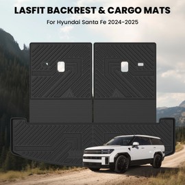 Lasfit Cargo Mat & Backrest Mats for Hyundai Santa Fe 2026 2025 2024 (Fit Gas & Hybrid), All Weather TPE Custom Fit Car Mats Trunk Mats Cargo Liners Accessoires, Black