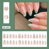 24Pcs Press on Nails Medium Short Almond French Tip with