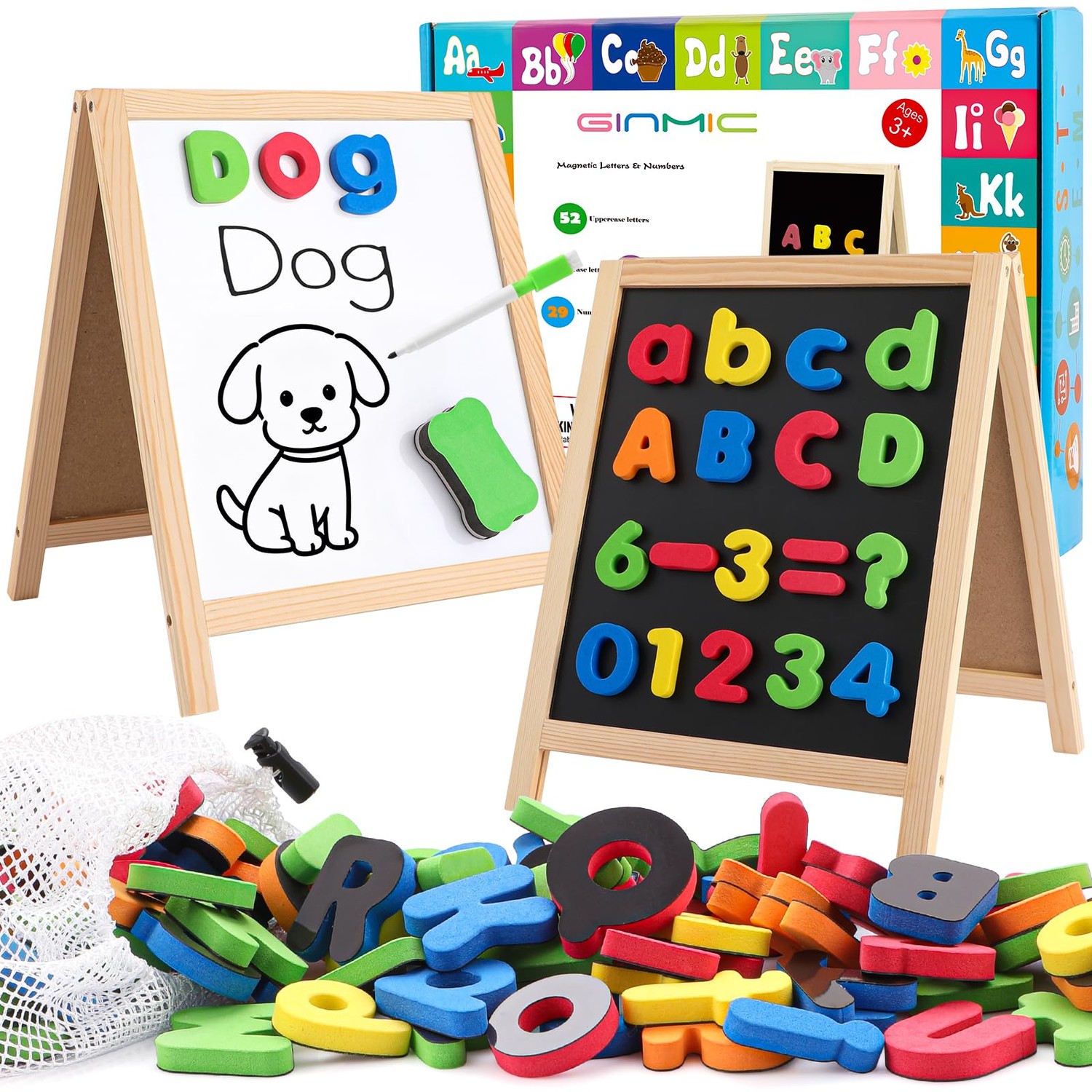 GINMIC Magnetic Letters and Numbers with Magnet Board, Alphabet ABC ...