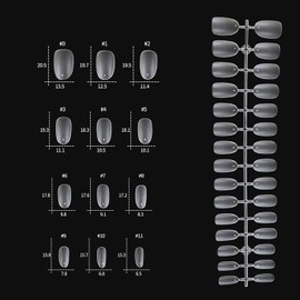 Mirhua Nail Tips, Ultra Thin, Short, Clear, Medium, False Nails, Natural Fit, Tight, Large Capacity, For Practice, 300 Pieces Set (Transparent, Short Ellipse)