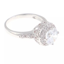 neXxtten Silver Tone Rhodium Plated Ring With Cubic Zirconia & Rhinestone JWE1593-CR7