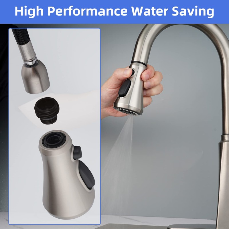 iFealClear Universal Pull Down Kitchen Faucet Head Replacement, 3 Function