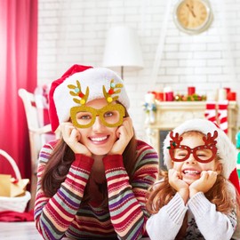 KEYIDO 8 Pieces Christmas Novelty Glasses Xmas Glasses Christmas Fancy Dress Costume Decoration Christmas Party Glasses Frame for kids and Adults