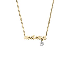 Fossil Necklace for Women Sadie Name Necklace Two-Tone Stainless Steel Chain Necklace, Length: 406mm+60mm, Width: 19.5 mm, Height: 9mm, JF04431998