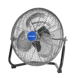 NORTHSKY 12IN Heavy Duty Floor Fan, 1,200 CFM Industrial Airflow Fan, 110° Head Hit, 3 Speeds, Durable Steel Safety Grille, 1/12 HP, for Manufacture, Construction, Warehousing