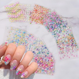 30 Sheet Flower Nail Art Stickers Colorful 3D Self Adhesice Spring Nail Stickers for Nail Art Cute Daisy Nail Decals Floral Nail Design Accessories for Women Manicure Decoration