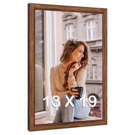 13x19 Wood Frame Brown, Rustic Natural Wooden 19x13in Poster Picture Frame, Distressed 13 x 19inch Woodgrain Gallery Photo Frame with HD Plexiglass, Horizontal Vertical Wall Mounting Display 1pcs