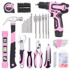 FASTPRO 175-Piece 12V Pink Drill Set, Cordless Lithium-ion Driver and
