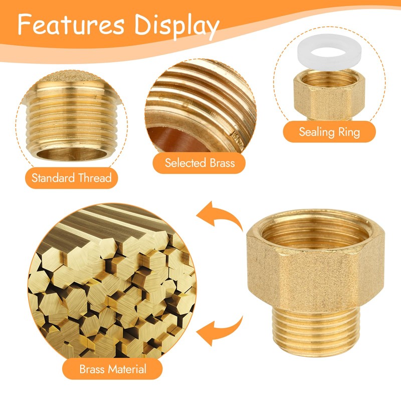1/2" Female to 3/8" Male BSP Thread Brass Hex Reducing