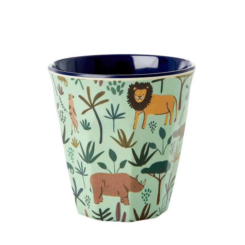RICE. DK RICE Small Curved Melamine Cups with 6 Jungle
