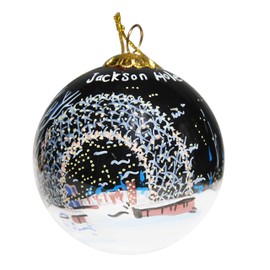 Art Studio Company Hand Painted Glass Christmas Ornament - Arch Jackson Hole Wyoming Night