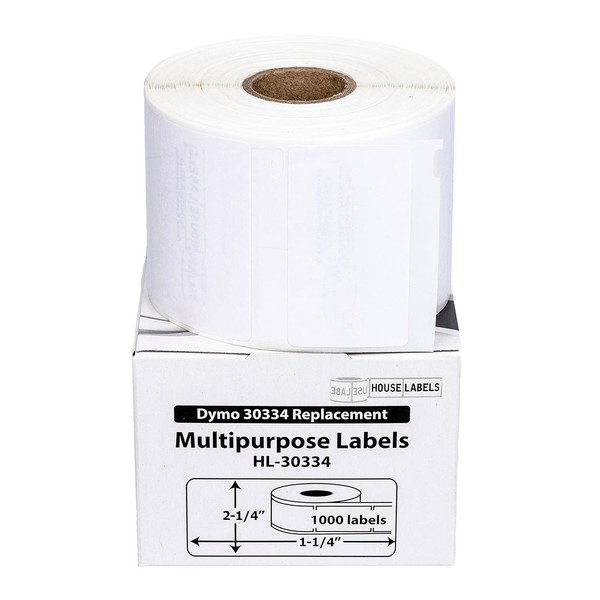 HOUSELABELS Compatible DYMO 30334 Multipurpose Labels (2-1/4" x 1-1/4"), Strong
