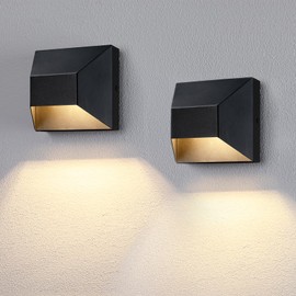 Caisens Outdoor Wall Sconce, Waterproof Outdoor Porch Light Wall Mount, Exterior Black Wall Light Fixture for Front Door, Fence, Garage, Patio, 2 Pack