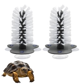 MHLLGN 2 Pack Turtle Brush Each with 3 Suction Cups for Tank, Aquatic Turtle Toys and Tortoise Habitat Accessories