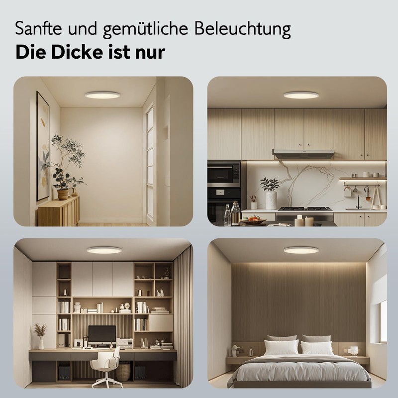 LED Ceiling Light 21 W, 2400 Lumen Dimmable with Remote