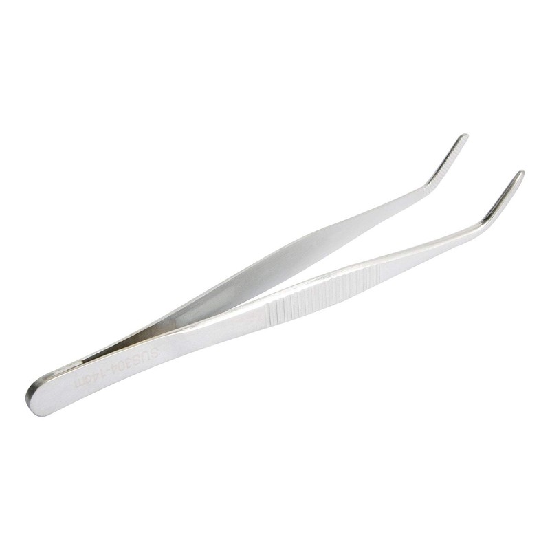 Aoje-Link 304 Stainless Steel Tweezers with Curved Serrated Tip Sewing