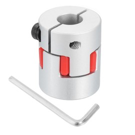 sourcing map D25 L30 10mm to 10mm Flexible Plum Shaft Coupling Aluminum Motor Connector Flexible Spider Coupler for 3D Printer CNC Machine and Servo Stepper Motor (Silver Tone/Red)