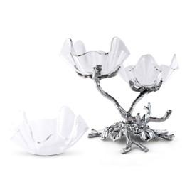 Arthur Court 3-Tiered Acrylic Bowl Stands Grape Pattern Sand Casted in Aluminum with Artisan Quality Hand Polished Tarnish Free Lightweight Serving Bowls 9.5 inch x 12 inch