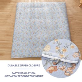 Aigbiot 100% Washed Cotton Zippered Futon Cover for Japanese Futon Floor Mattress, Super Soft and Machine Washable