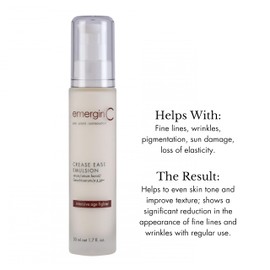 emerginC Crease Ease Emulsion - Intensive Face + Neck Serum with Peptides, Micro-Collagen + Sweet Almond for Aging Skin (1.6 oz, 50 ml)