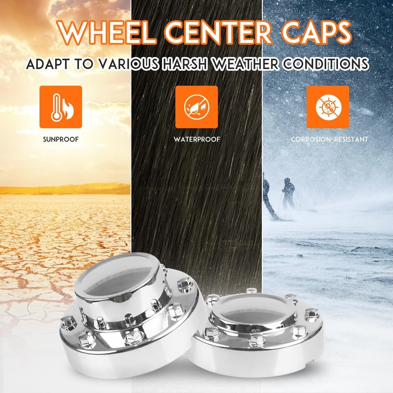 Dexepe Front & Rear Chrome Dually Wheel Center Hub Caps