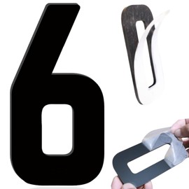 Self-adhesive 4 Inch House Numbers, Acrylic Modern House Address Numbers for Outside, Large Black Door Numbers for House Office Mailbox Door Home Room Hotel Apartments (Black, 4in No.6)