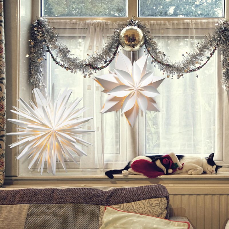 EANLOLY Christmas Star, Illuminated, Paper Stars, Christmas, 3D Star Window,