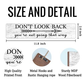 AGMDESIGN Don't Look Back You're Not Going That Way Wood Sign Motivational Wall Decor for Shelf Desk Door, Rustic Farmhouse Office Gym Dorm Wooden Hanging Plaque, Career Change Encouragement