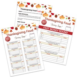 Thanksgiving Feud Games, Feud Trivia Quiz, Fall Party Games for Adults, Family Activities, Baby Shower Game, 30 Feud Cards and 3 Fast Money Round Cards, Fall Party Supplies-LQ3