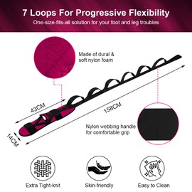 flintronic Yoga Stretching Strap, Stretcher Yoga Belt with Loops, Leg Stretcher for Exercise, Leg and Foot Stretch Assist - with TPE Tension Straps, Pink