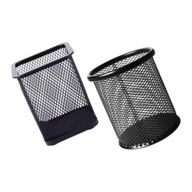 Gatuida 2Pcs Black Round Pen Holders Creative Office Stationery Organizers for Home School Iron Material Slip Design Versatile Storage for Pens Makeup