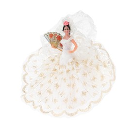 Made In Spain Flamenco Doll Flamenco Doll White Fan bairao-ra Marin, Inc White Dance Costume SMA – 705 W