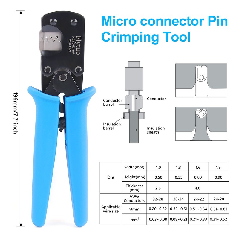 Flytuo Micro Connector Pin Crimping Tools for Molex, JST, JAE,